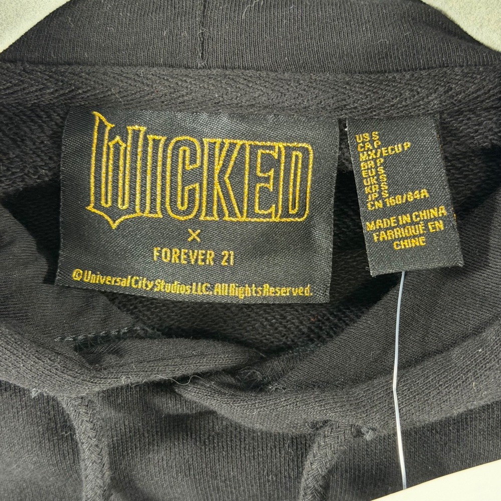 Wicked x Forever 21 Wicked Witch Ruffle Hoodie Black Green Cropped Small NWT - Picture 6 of 9